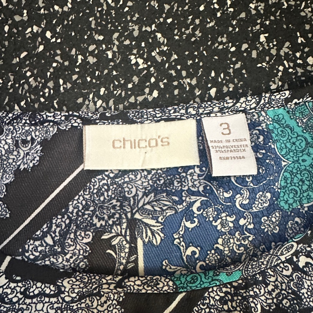 Chico's Black and Blue Paisley Top - Picture 3 of 5